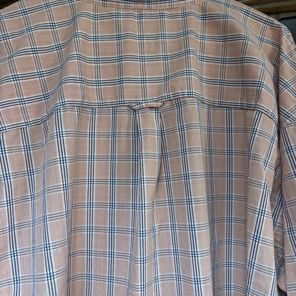 Izod Big & Tall Men's Button Down Collared 3XL Shirt Peachy Pink Plaid Color EUC - Picture 7 of 8